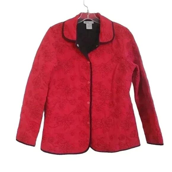 Analogy Women’s Red w/Black Embroidered Jacket - Picture 1 of 12